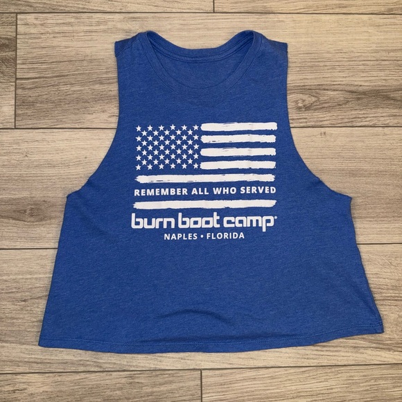 Burn Boot Camp Blue Crop Top - Picture 1 of 2